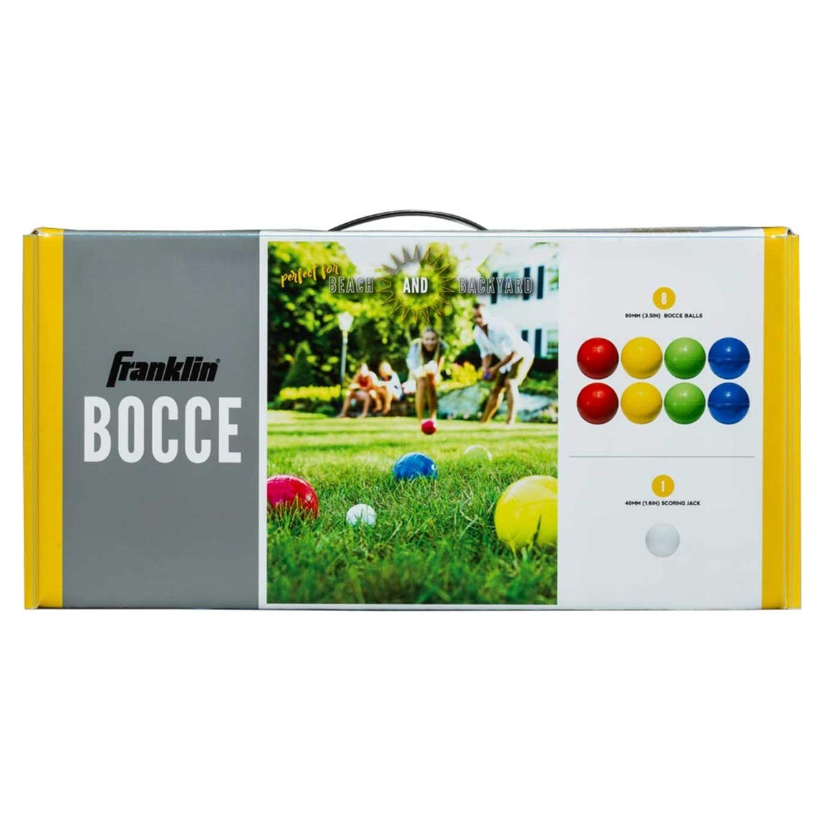 Franklin Sports Bocce Ball Set — 8 All Weather Bocce Balls and 1 Pallino — Beach, Backyard Lawn or Outdoor Party Game — Professional, American, and Starter Set Options